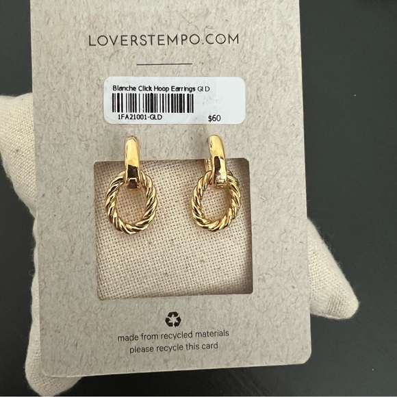 Lover’s Tempo Blanche Click Hoop Earrings, Gold NWT - Picture 3 of 4